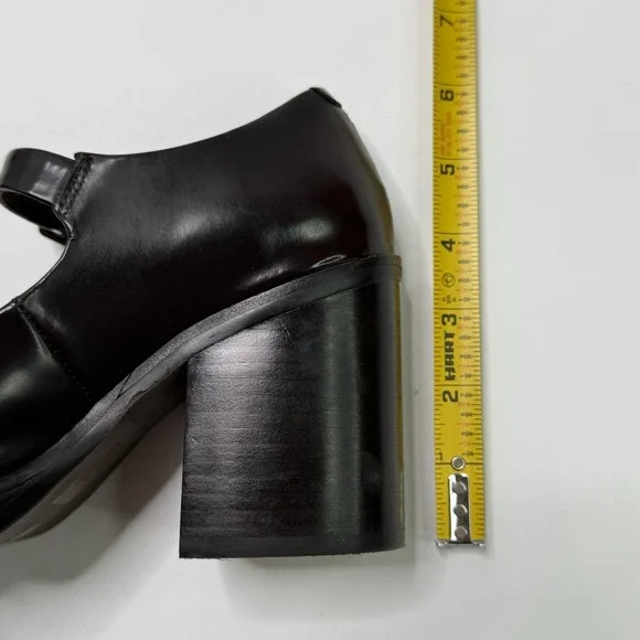 Jeffrey Campbell Mary Jane Heels Leather Mahogany Size 6 Pumps Buckle Strap - Picture 11 of 12